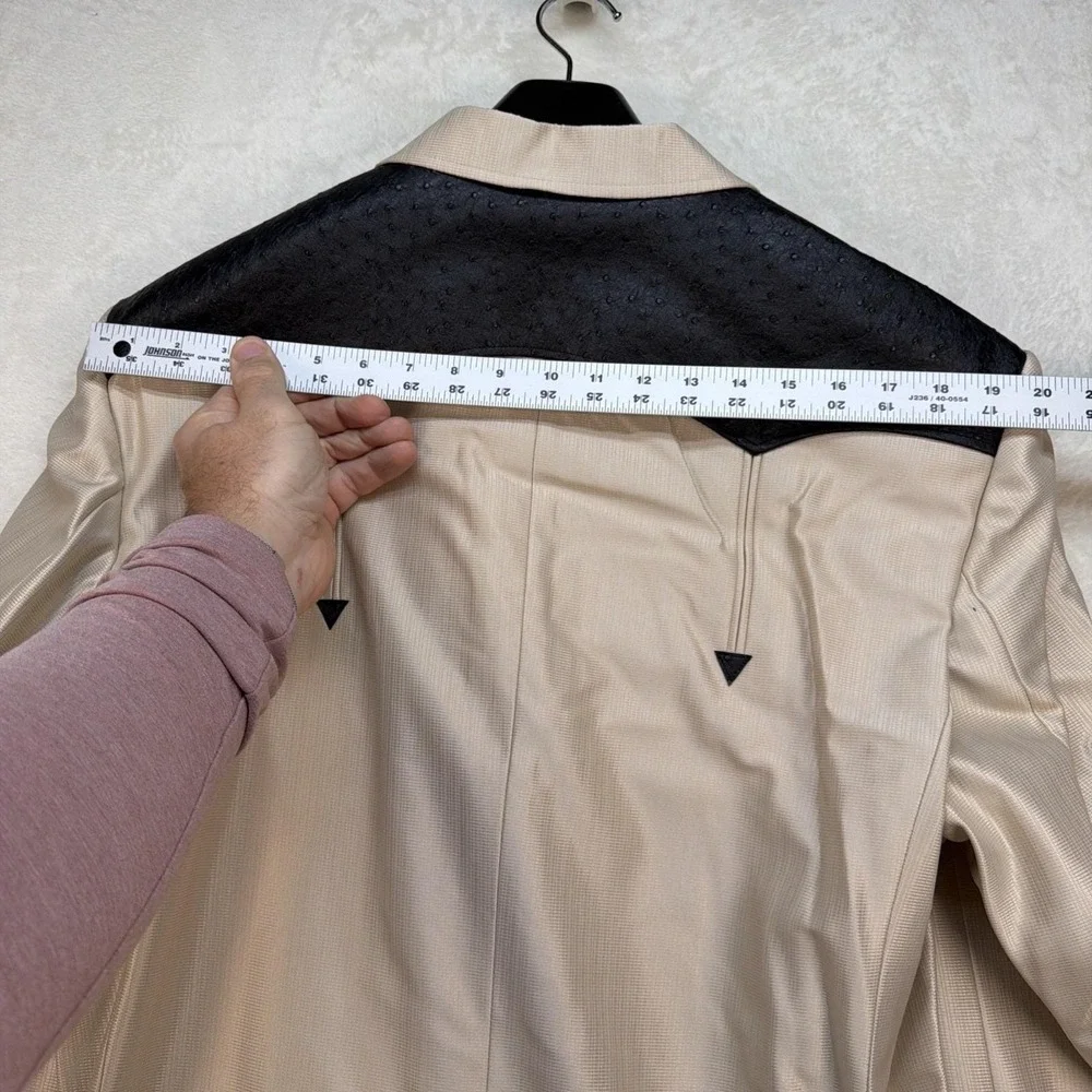 Vintage Western Suit Mens 44R 36 Beige Black Rockabilly Deadstock Set